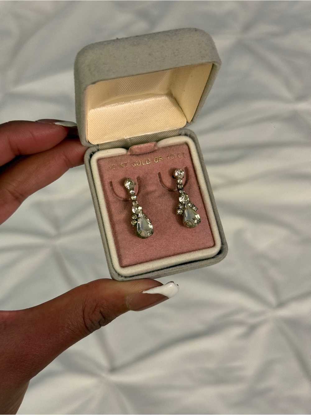 Crystal Teardrop Dangle Earrings - Clear Crystal